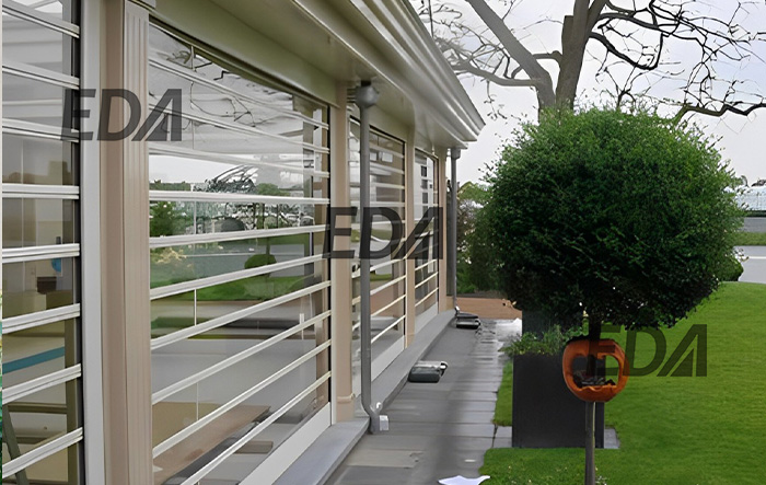 کرکره برقی پلی کربنات شفاف شیشه ای به عنوان حفاظ